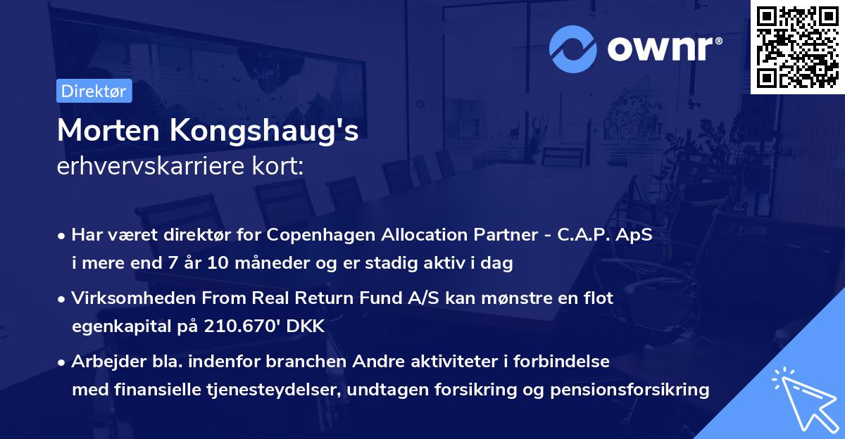 Morten Kongshaug's erhvervskarriere kort