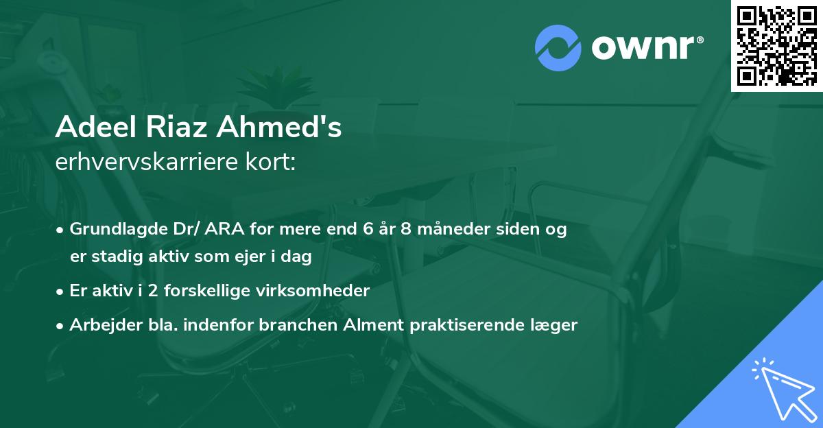 Adeel Riaz Ahmed's erhvervskarriere kort