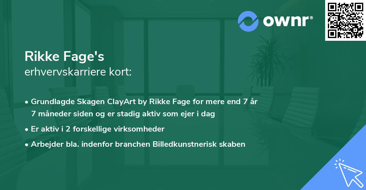 Rikke Fage's erhvervskarriere kort