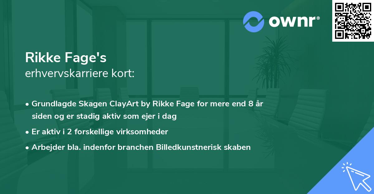 Rikke Fage's erhvervskarriere kort