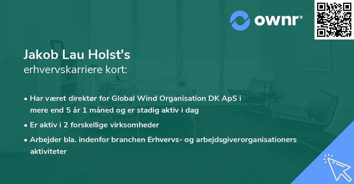 Jakob Lau Holst's erhvervskarriere kort