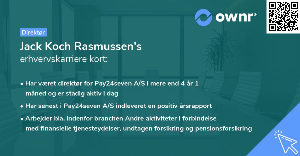Jack Koch Rasmussen's erhvervskarriere kort