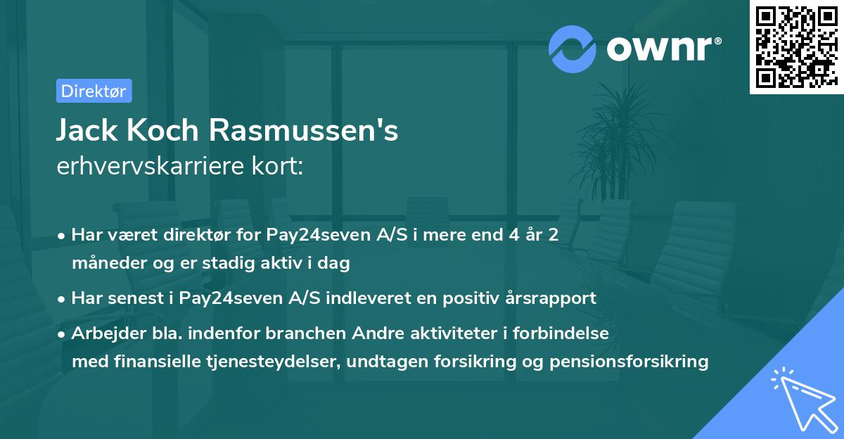 Jack Koch Rasmussen's erhvervskarriere kort