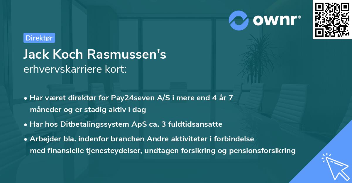 Jack Koch Rasmussen's erhvervskarriere kort