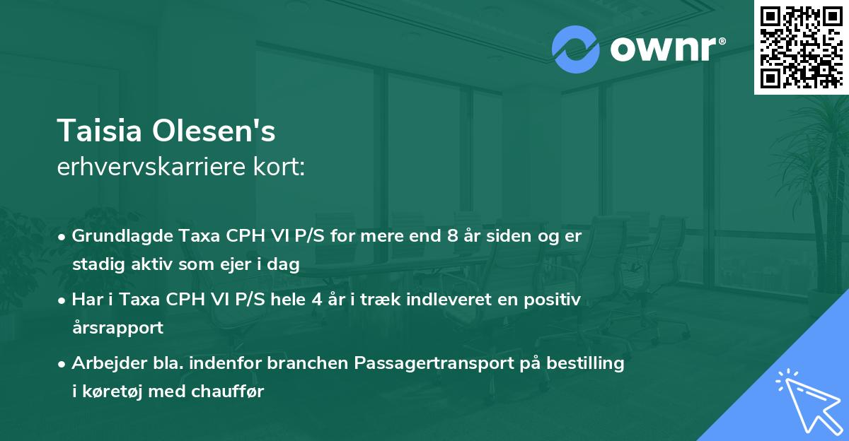 Taisia Olesen's erhvervskarriere kort