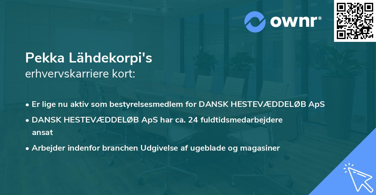 Pekka Lähdekorpi's erhvervskarriere kort