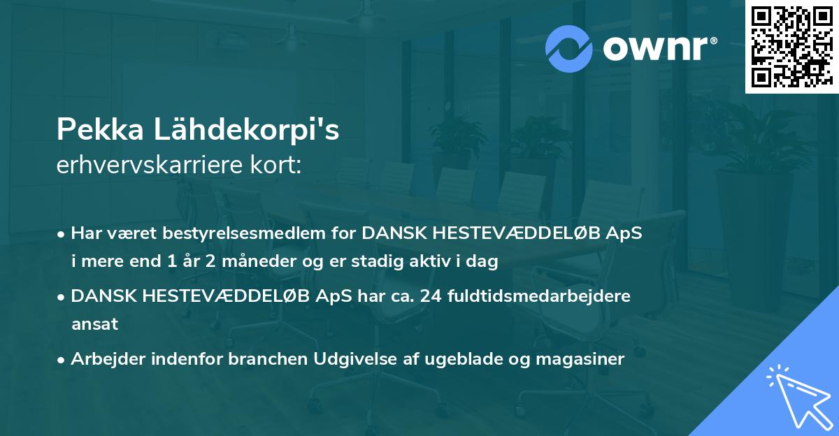 Pekka Lähdekorpi's erhvervskarriere kort