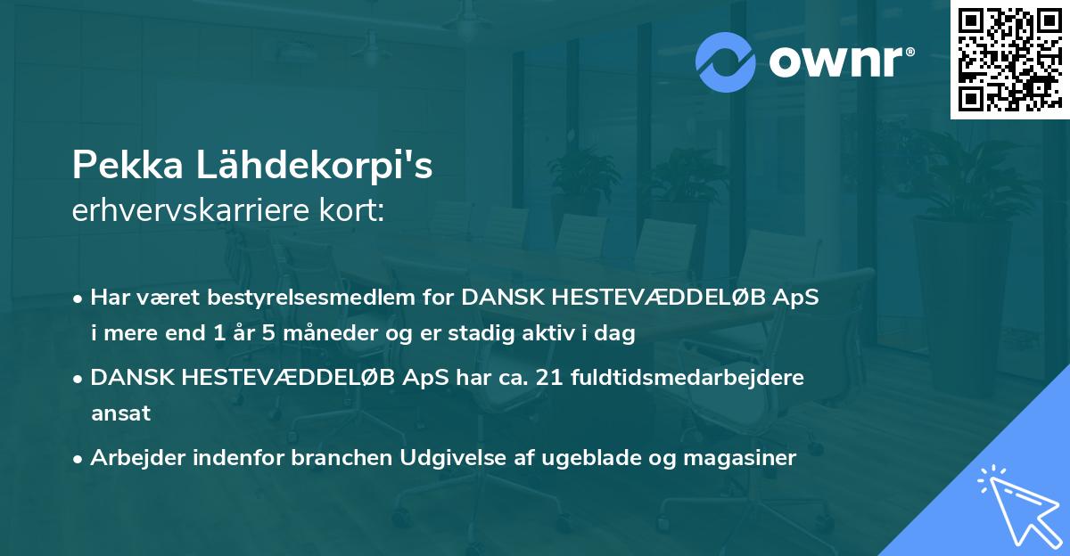 Pekka Lähdekorpi's erhvervskarriere kort