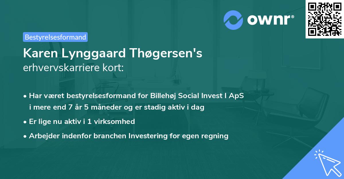 Karen Lynggaard Thøgersen's erhvervskarriere kort