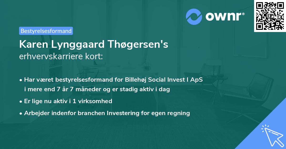 Karen Lynggaard Thøgersen's erhvervskarriere kort