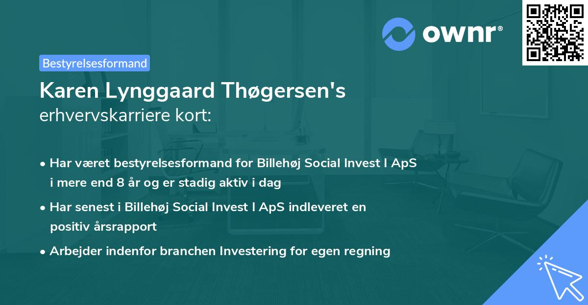 Karen Lynggaard Thøgersen's erhvervskarriere kort