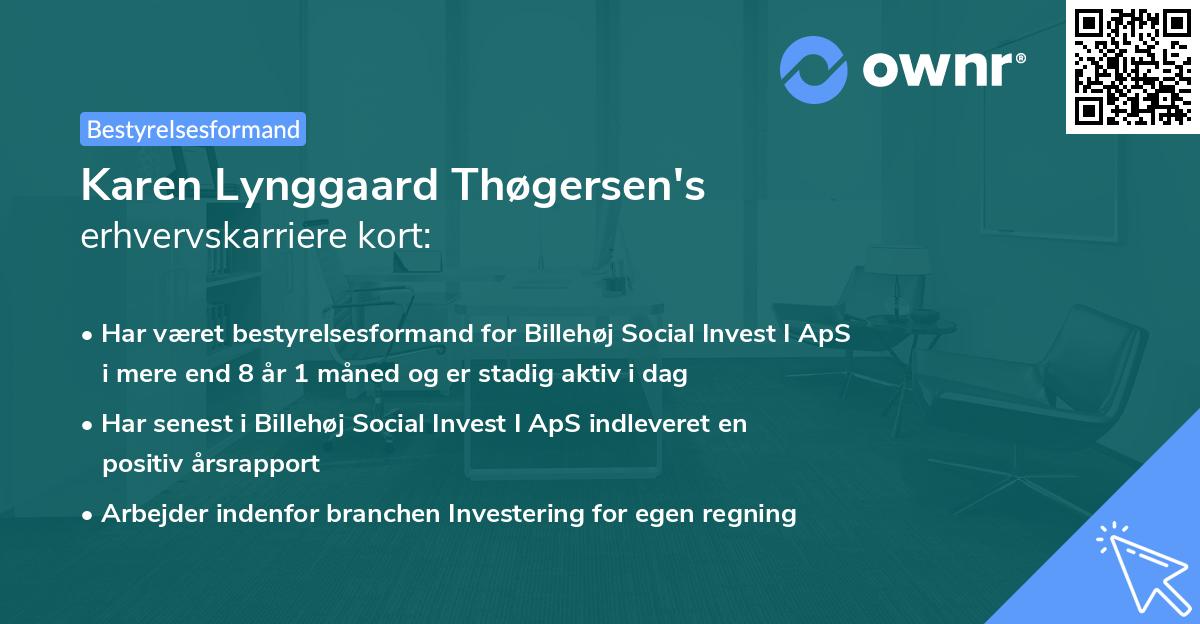 Karen Lynggaard Thøgersen's erhvervskarriere kort