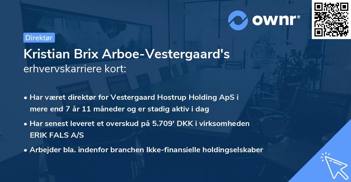 Kristian Brix Arboe-Vestergaard's erhvervskarriere kort