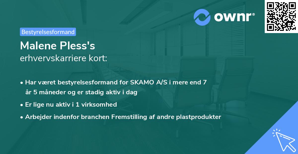 Malene Pless's erhvervskarriere kort