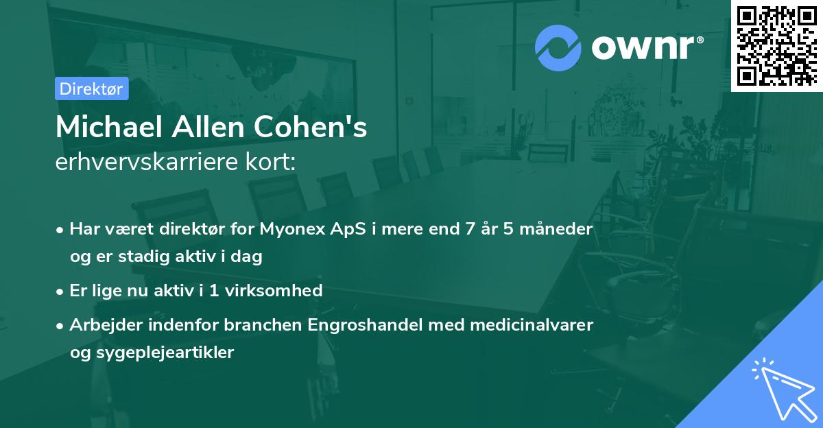 Michael Allen Cohen's erhvervskarriere kort