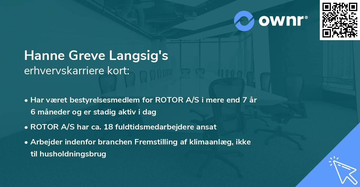 Hanne Greve Langsig's erhvervskarriere kort