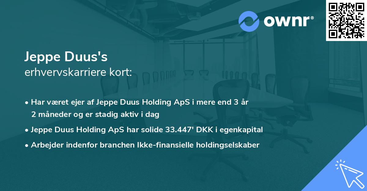 Jeppe Duus's erhvervskarriere kort