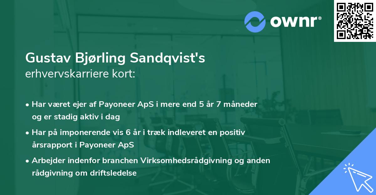 Gustav Bjørling Sandqvist's erhvervskarriere kort