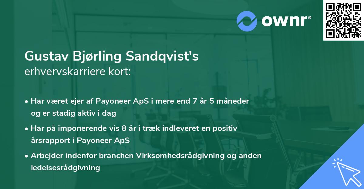 Gustav Bjørling Sandqvist's erhvervskarriere kort