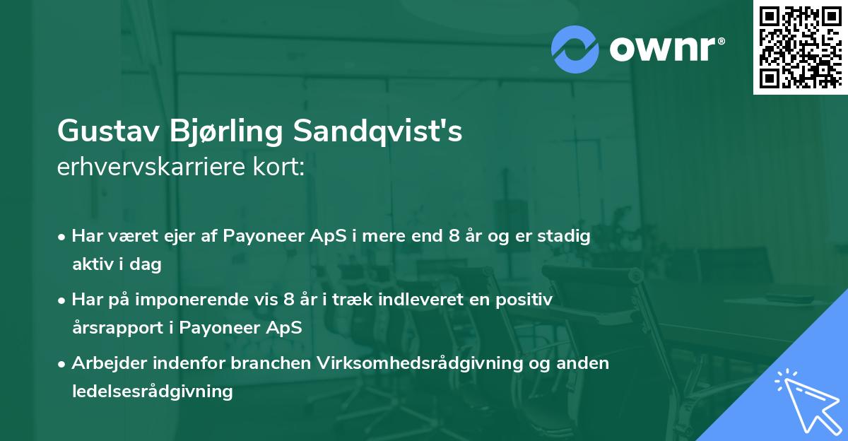 Gustav Bjørling Sandqvist's erhvervskarriere kort