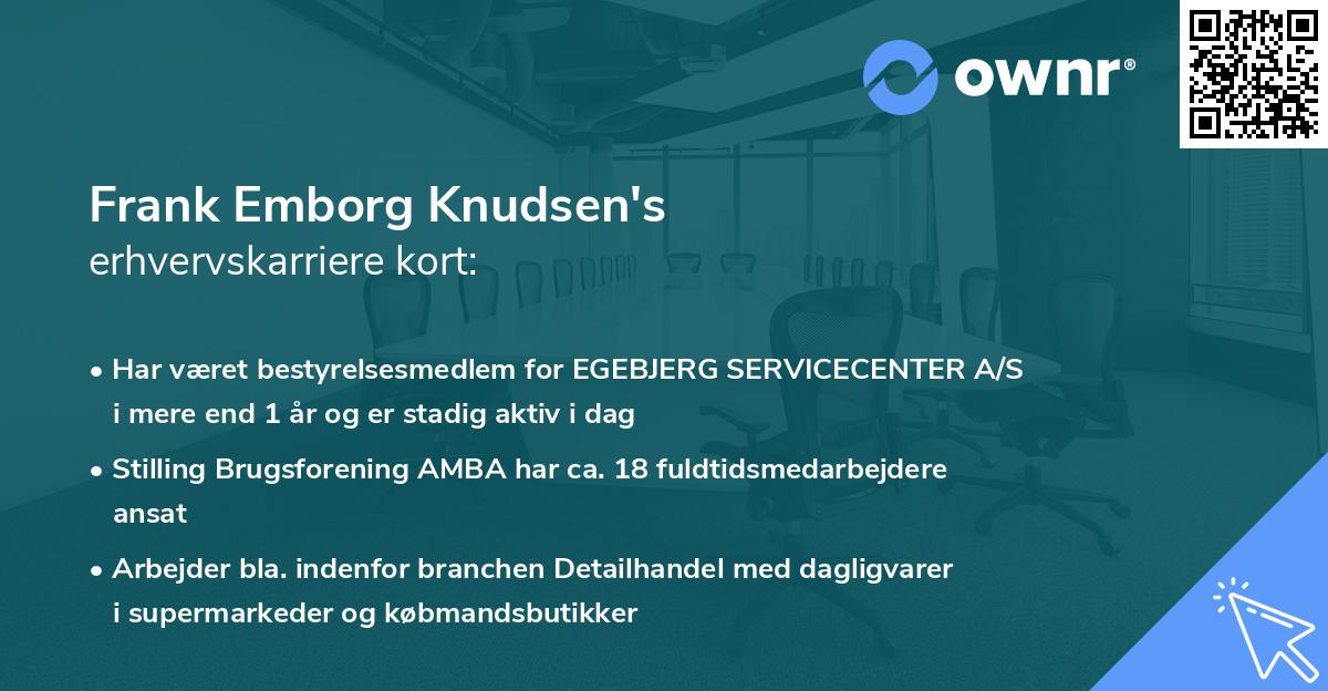 Frank Emborg Knudsen's erhvervskarriere kort