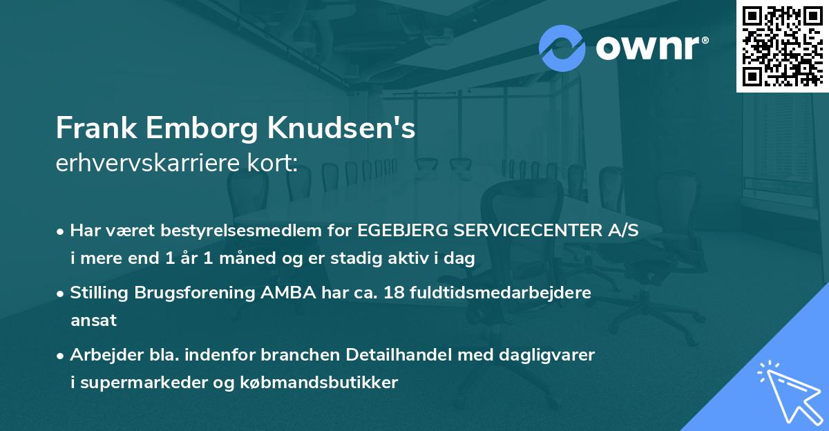 Frank Emborg Knudsen's erhvervskarriere kort