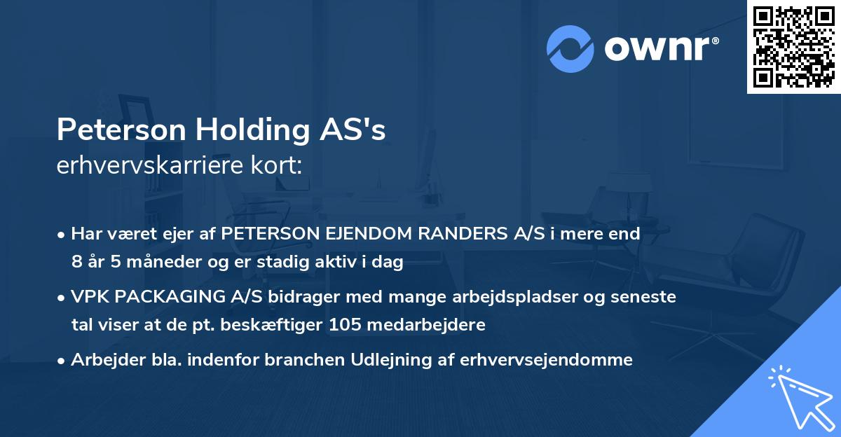 Peterson Holding AS's erhvervskarriere kort