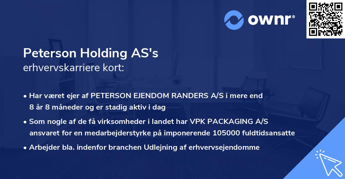 Peterson Holding AS's erhvervskarriere kort