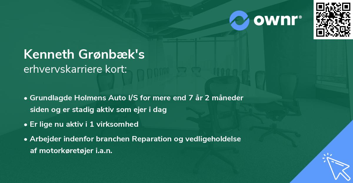 Kenneth Grønbæk's erhvervskarriere kort