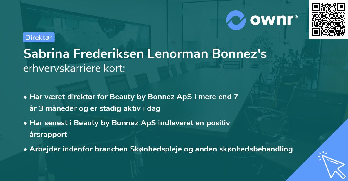 Sabrina Frederiksen Lenorman Bonnez's erhvervskarriere kort