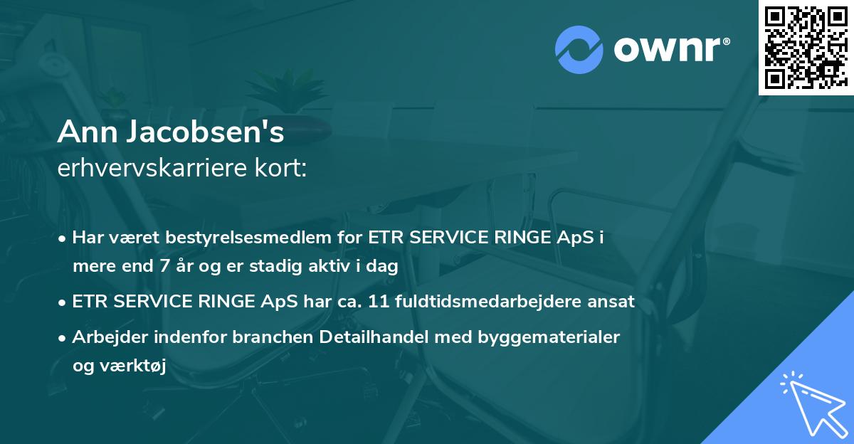 Ann Jacobsen's erhvervskarriere kort