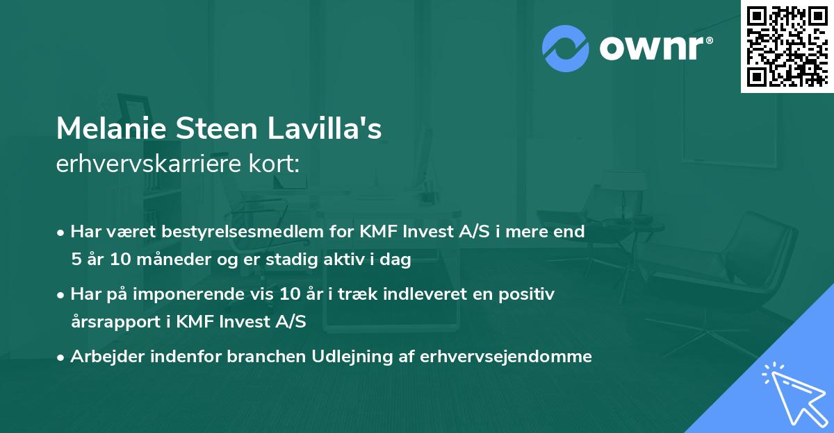 Melanie Steen Lavilla's erhvervskarriere kort