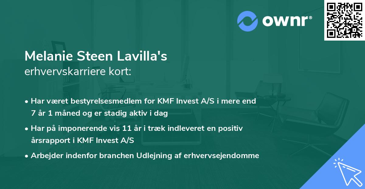 Melanie Steen Lavilla's erhvervskarriere kort