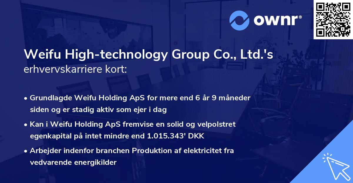 Weifu High-technology Group Co., Ltd.'s erhvervskarriere kort