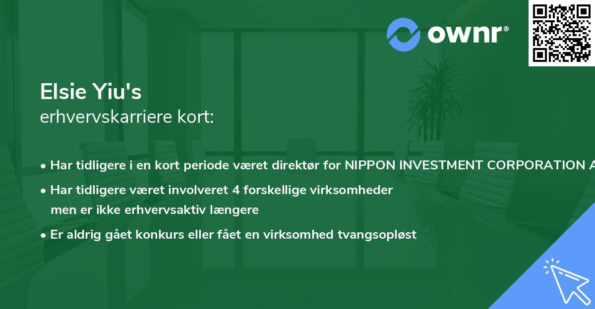 Elsie Yiu's erhvervskarriere kort