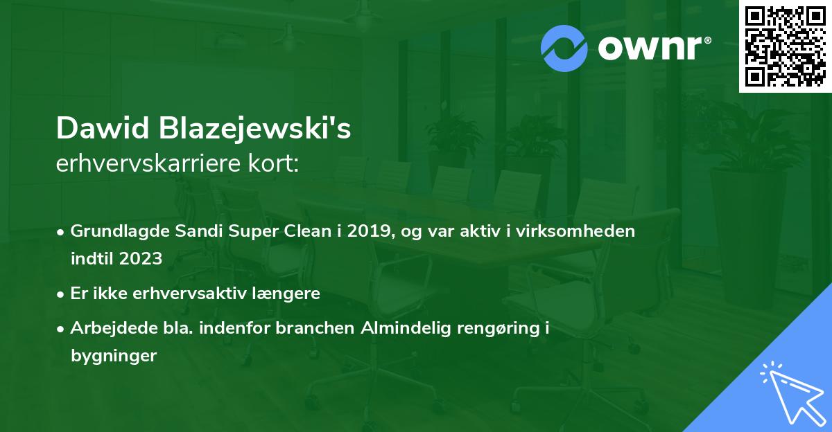 Dawid Blazejewski's erhvervskarriere kort