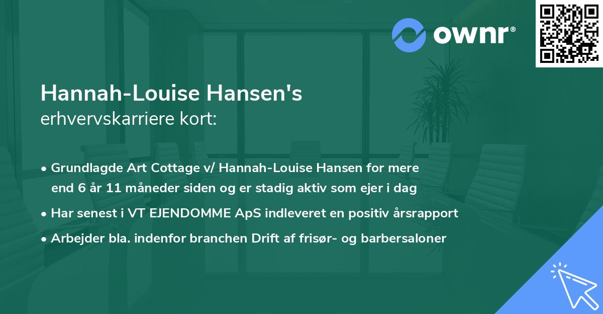 Hannah-Louise Hansen's erhvervskarriere kort