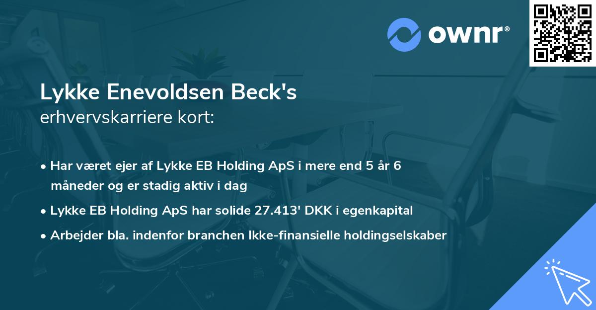 Lykke Enevoldsen Beck's erhvervskarriere kort