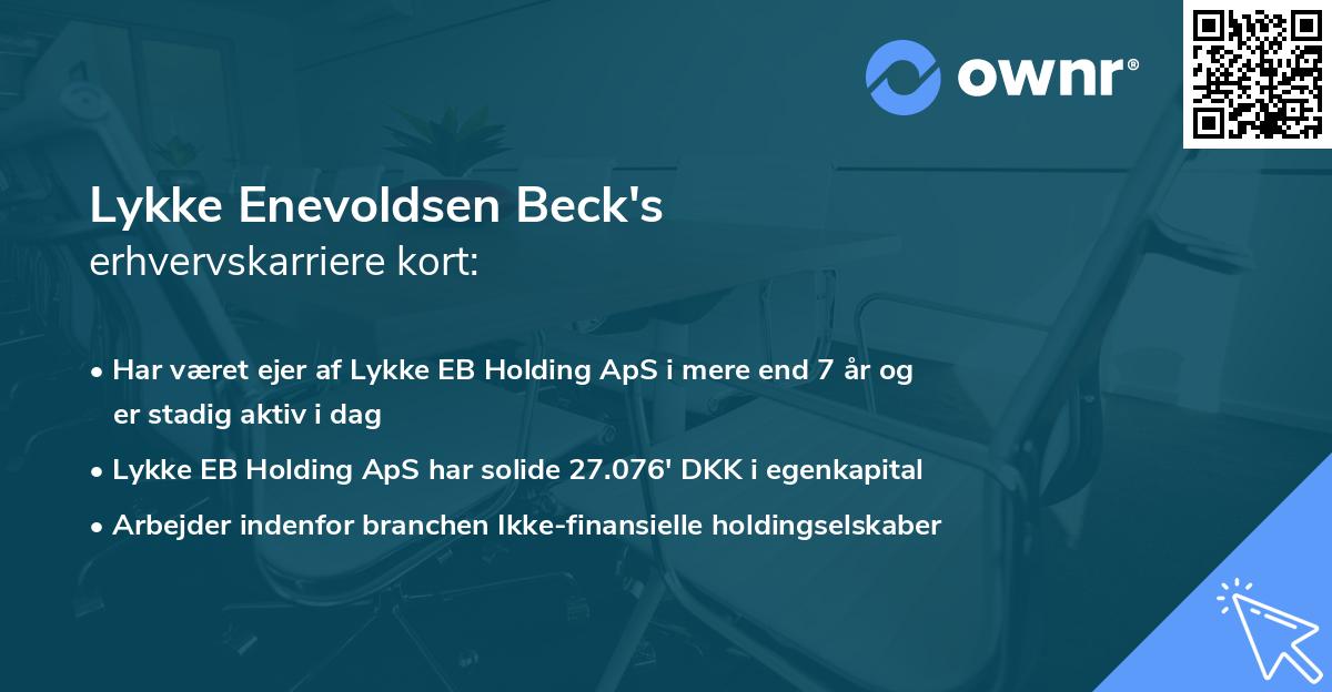 Lykke Enevoldsen Beck's erhvervskarriere kort