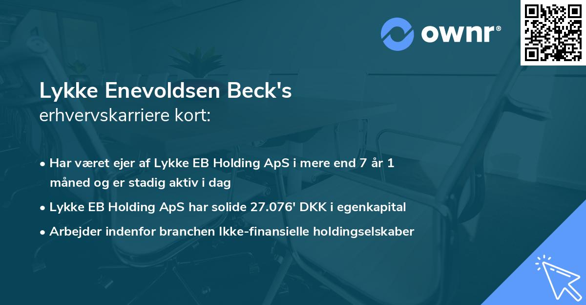 Lykke Enevoldsen Beck's erhvervskarriere kort