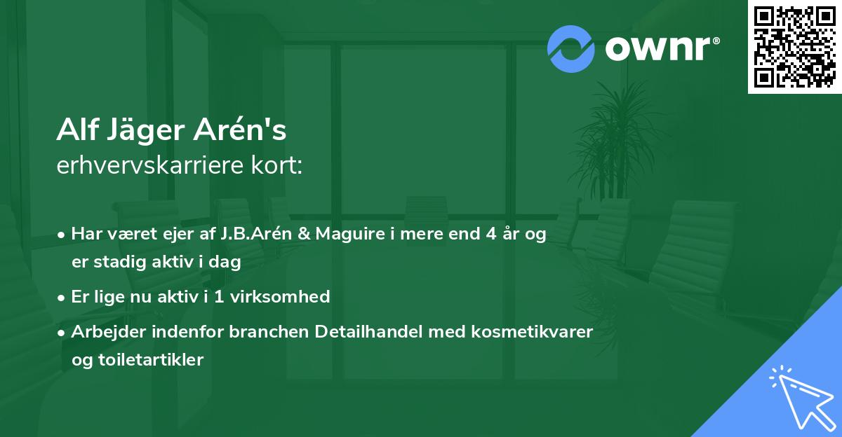 Alf Jäger Arén's erhvervskarriere kort