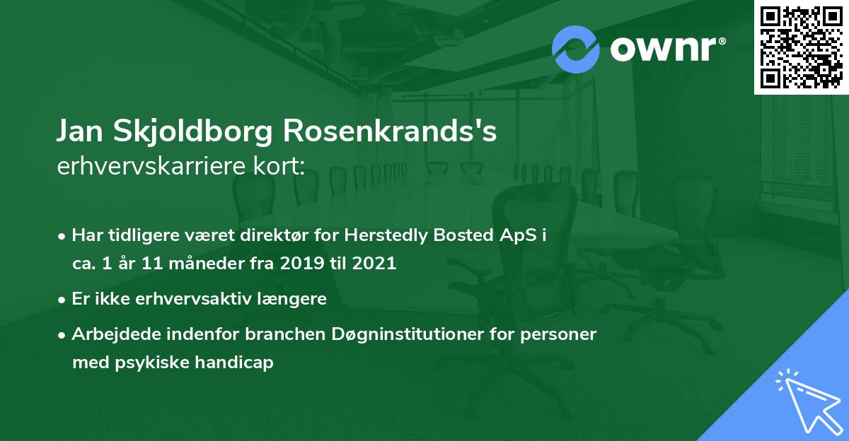 Jan Skjoldborg Rosenkrands's erhvervskarriere kort
