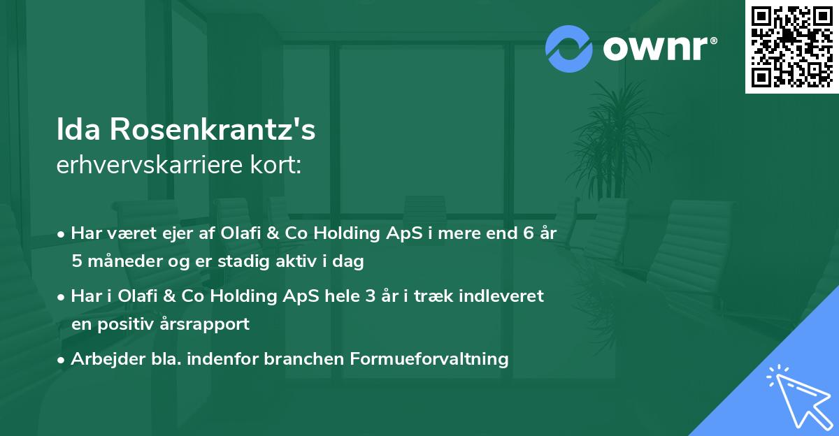Ida Rosenkrantz's erhvervskarriere kort