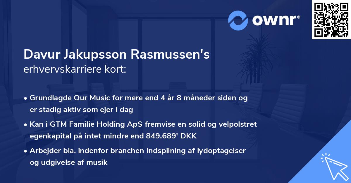 Davur Jakupsson Rasmussen's erhvervskarriere kort