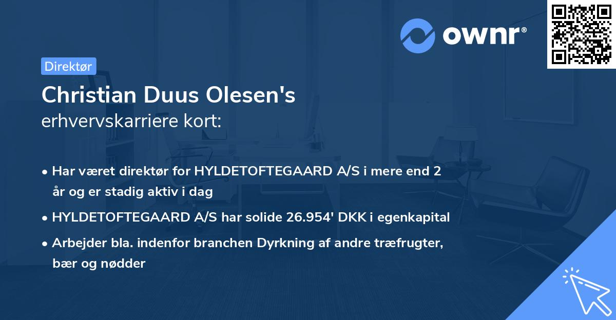 Christian Duus Olesen's erhvervskarriere kort
