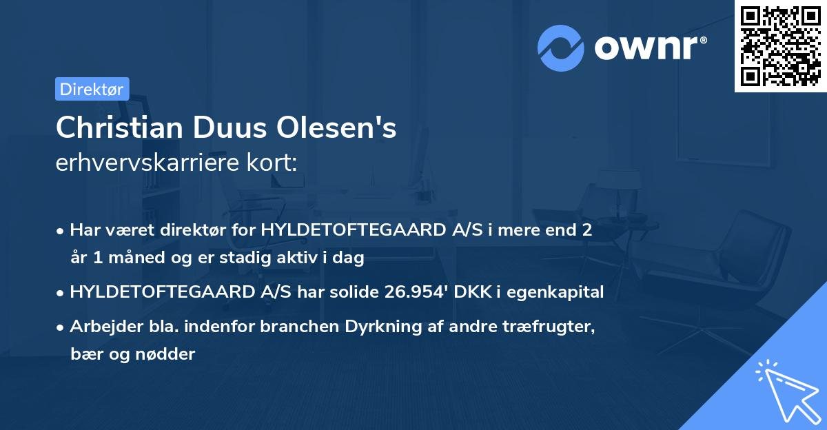 Christian Duus Olesen's erhvervskarriere kort