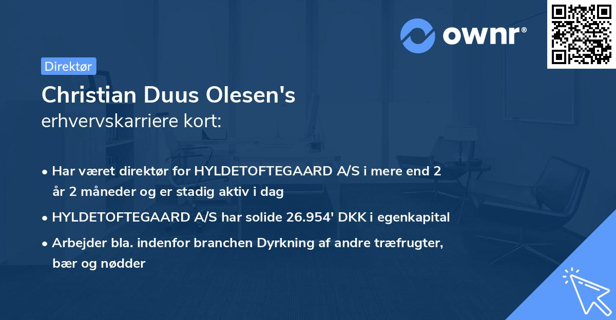 Christian Duus Olesen's erhvervskarriere kort