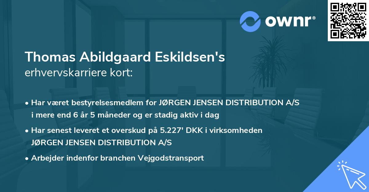 Thomas Abildgaard Eskildsen's erhvervskarriere kort