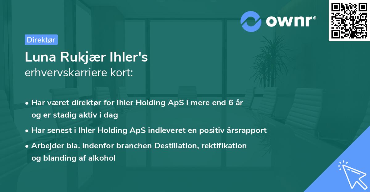 Luna Rukjær Ihler's erhvervskarriere kort