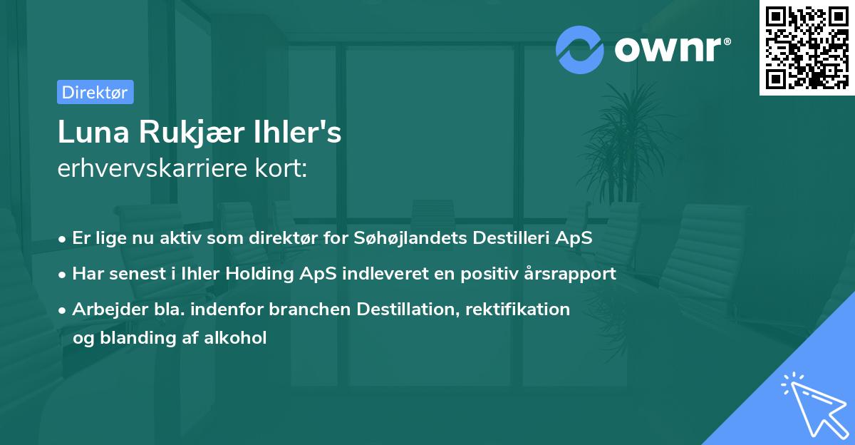 Luna Rukjær Ihler's erhvervskarriere kort